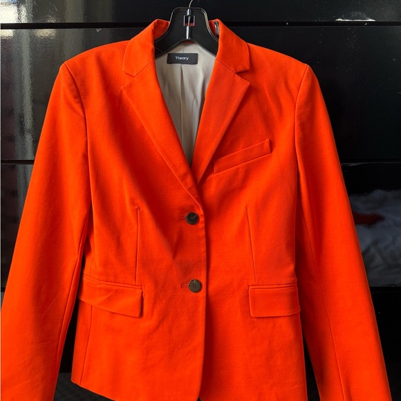 Theory Fire Opal Shrunken Blazer size 0  + Pant size 00 - Picture 4 of 6